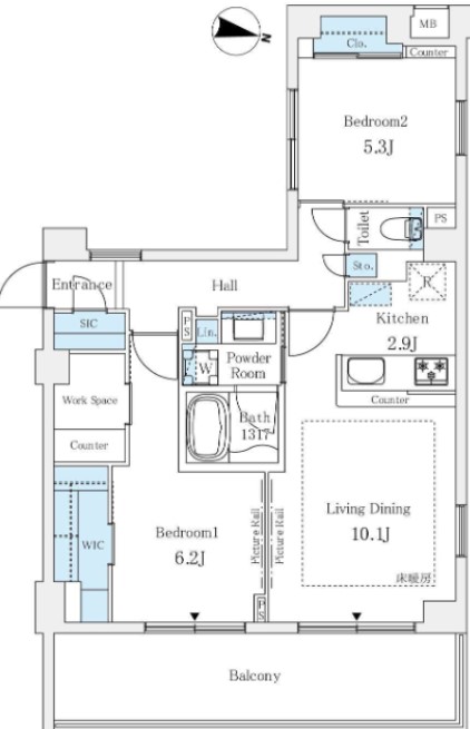 港区赤坂のマンションの間取り