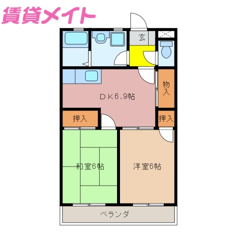 多気郡多気町相可のアパートの間取り