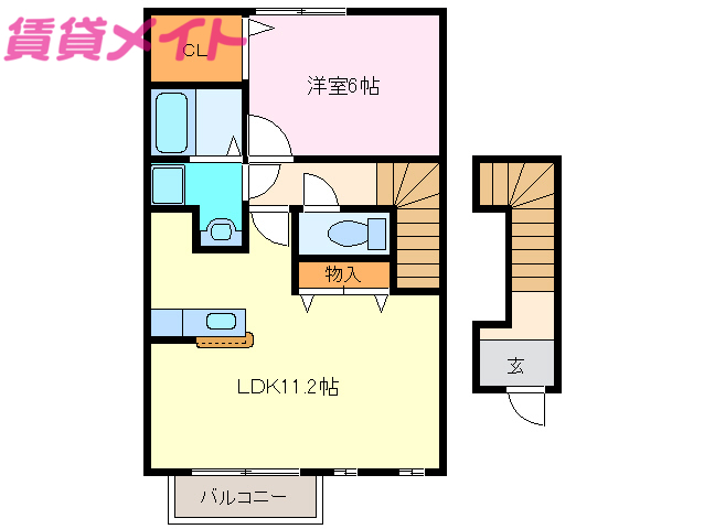 松阪市鎌田町のアパートの間取り