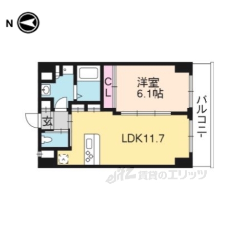 【京都市山科区竹鼻扇町のマンションの間取り】