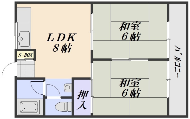 ＪＲ可部線 安芸長束駅 徒歩14分 3階建 築44年の間取り写真