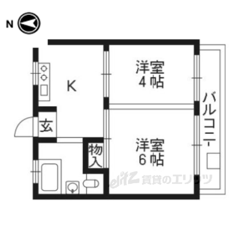 京都市伏見区竹田久保町のマンションの間取り