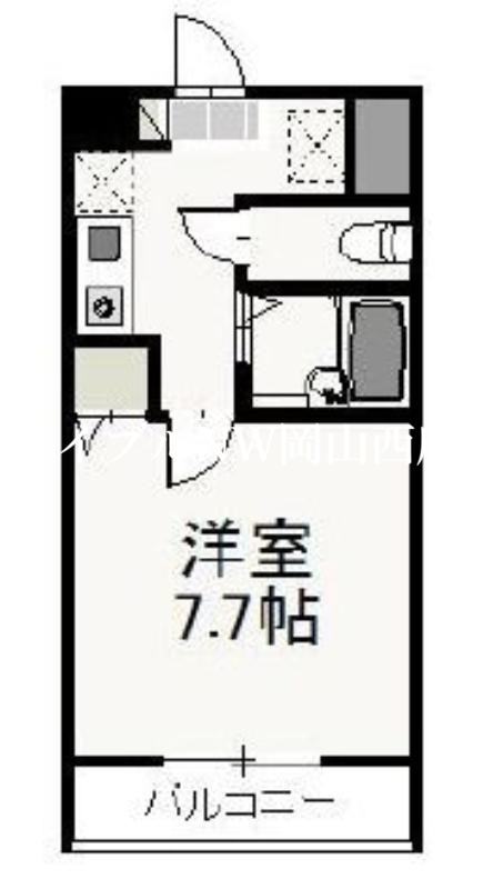 岡山市北区奉還町のマンションの間取り