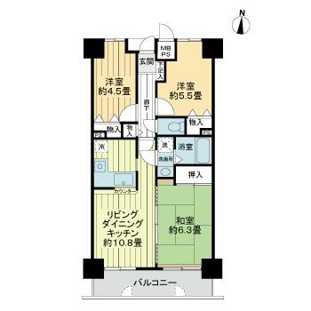 ライオンズマンション倉敷幸町の間取り