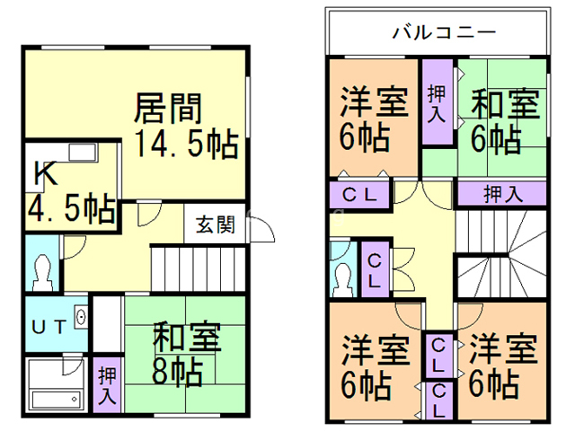 札幌市厚別区厚別東五条のアパートの間取り