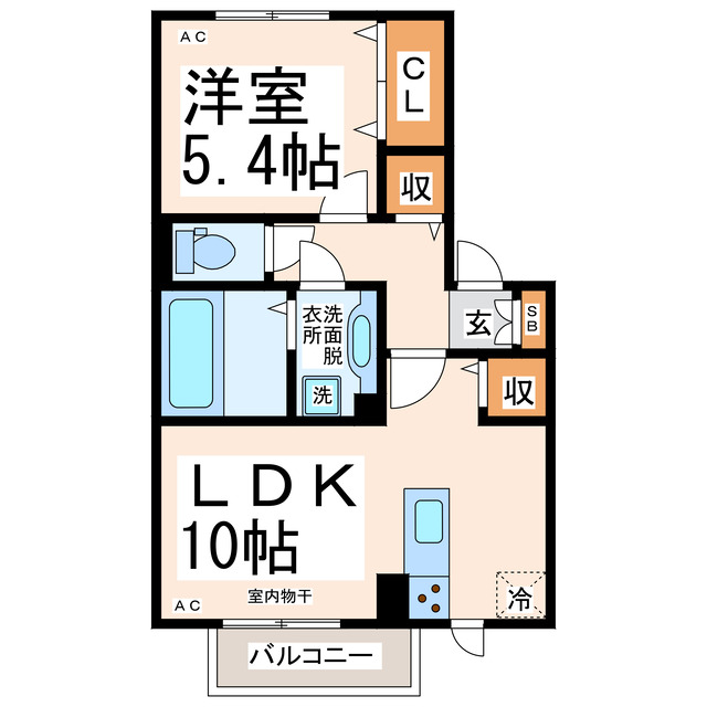 熊本市北区清水亀井町のアパートの間取り