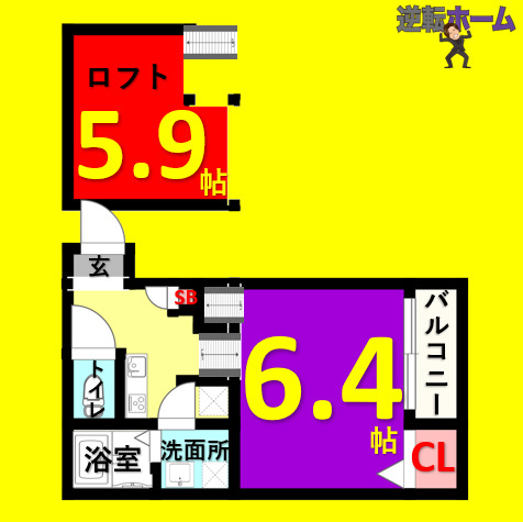 名古屋市昭和区出口町のアパートの間取り