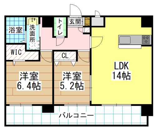 【北九州市小倉北区京町のマンションの間取り】