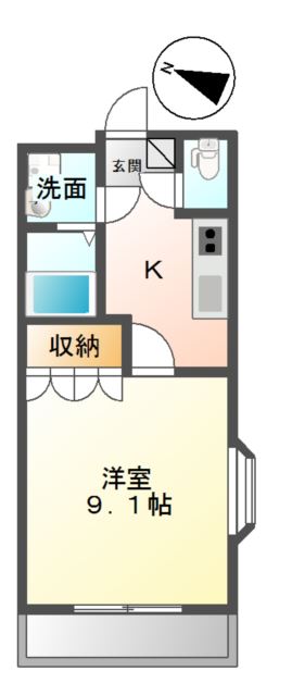 北九州市小倉南区朽網西のアパートの間取り