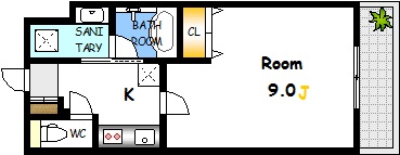 LaSante河原町（旧：S-RESIDENCE河原町）の間取り