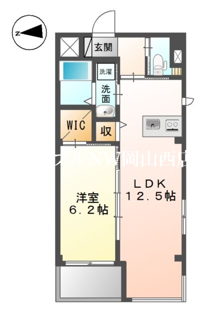 岡山市北区天瀬南町のマンションの間取り