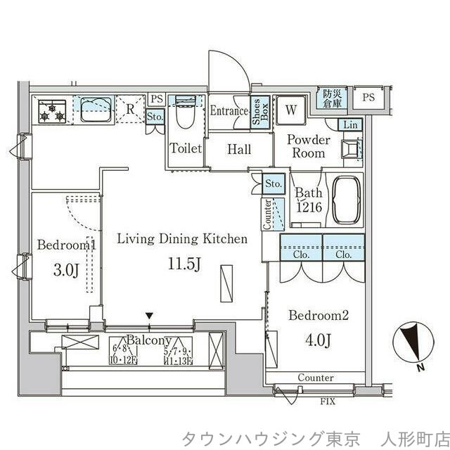 中央区湊のマンションの間取り