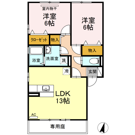 ソレイユ千田　B棟の間取り