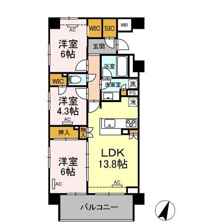 ザ・パークハウス横浜大口　Ｄの間取り