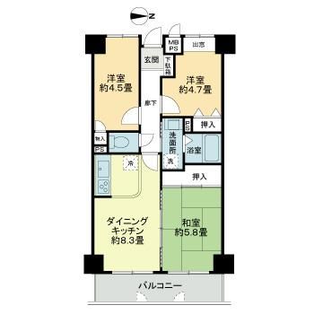 橿原市醍醐町のマンションの間取り