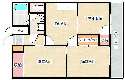 広島市佐伯区利松のマンションの間取り