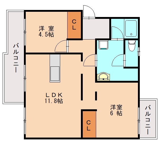 福津市東福間のマンションの間取り