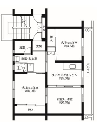 ビレッジハウス奈戸岡2号棟の間取り