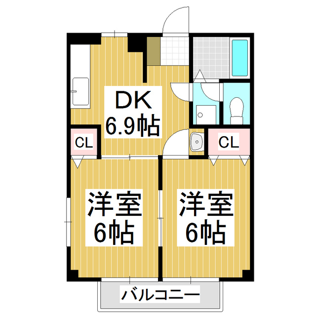 安曇野市三郷温のアパートの間取り