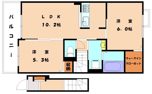 【宗像市赤間のアパートの間取り】