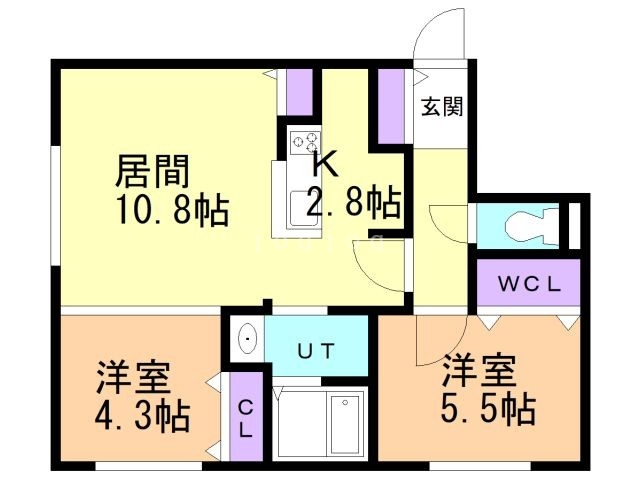 札幌市中央区南四条西のマンションの間取り