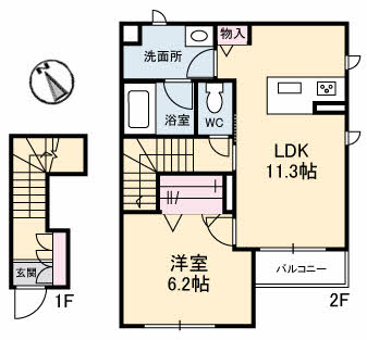 【広島市安佐南区祇園のアパートの間取り】