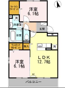 小田原市蓮正寺のアパートの間取り