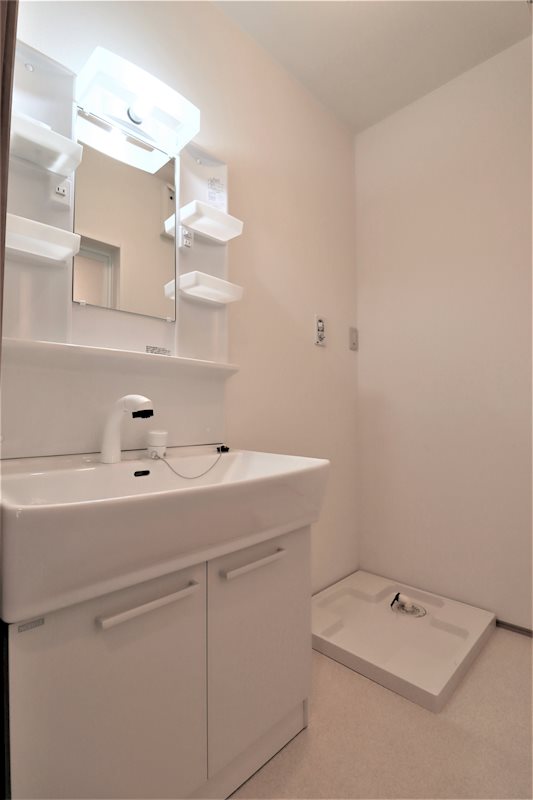 洗面設備　独立洗面化粧台と洗濯用防水パンがございます。