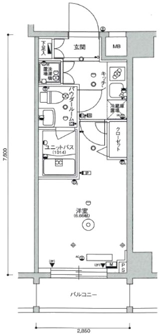 スカイコート品川パークサイドIIの間取り写真