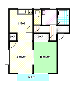 岡山市南区洲崎のアパートの間取り