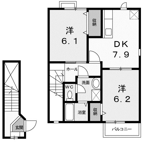 前橋市富士見町石井のアパートの間取り