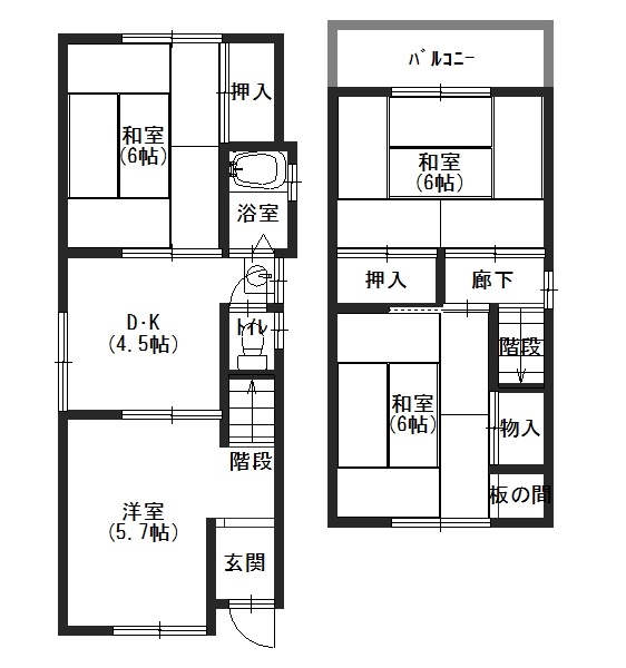 【堺市東区日置荘西町７丁一戸建の間取り】