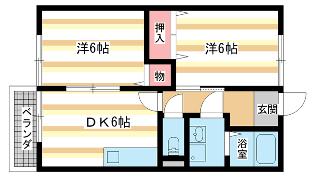 木津川市加茂町大野のアパートの間取り