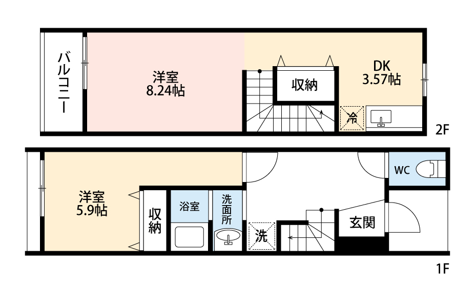 【碧南市塩浜町のアパートの間取り】