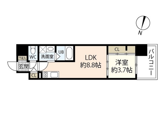 広島市南区比治山町のマンションの間取り