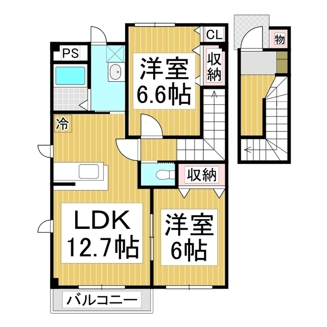 長野市川中島町四ツ屋のアパートの間取り