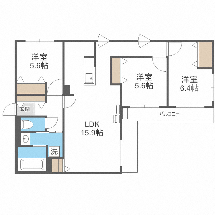 札幌市中央区南十条西のマンションの間取り