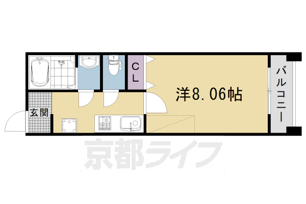 京都市北区紫野上御所田町のマンションの間取り