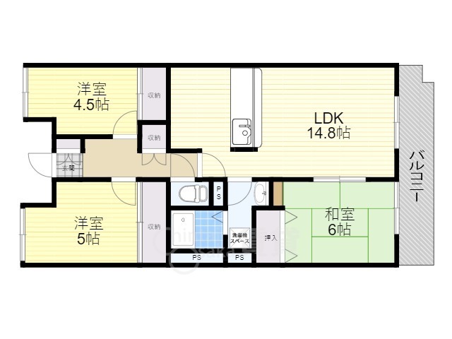 川西市多田院のマンションの間取り