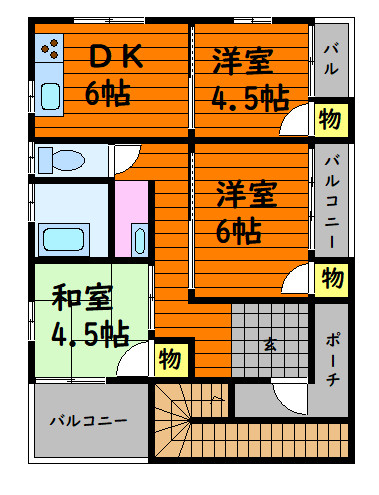 倉敷市水島東常盤町のアパートの間取り