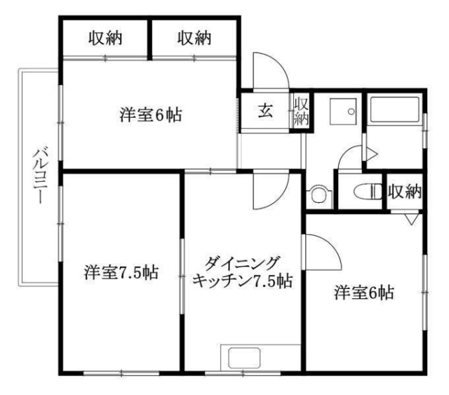 東温市田窪のアパートの間取り