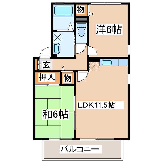 熊本市東区長嶺東のアパートの間取り