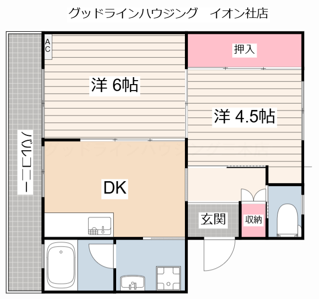 ビレッジハウス社２号棟の間取り