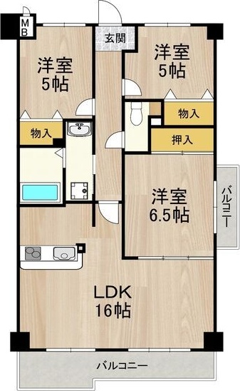 西宮市広田町のマンションの間取り