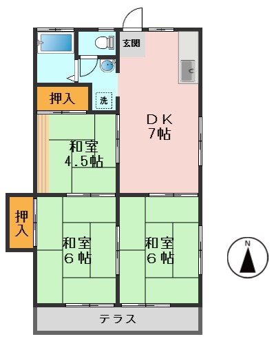 江戸川区北小岩のアパートの間取り