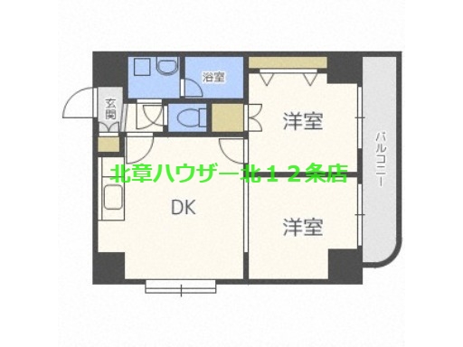 札幌市北区北二十七条西のマンションの間取り