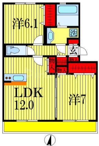 千葉県船橋市古作１（アパート）の賃貸物件の間取り