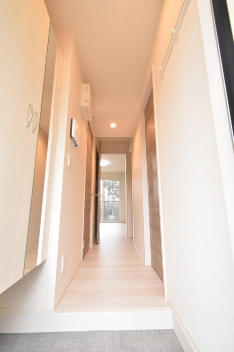 玄関　鏡付きのシューズボックス