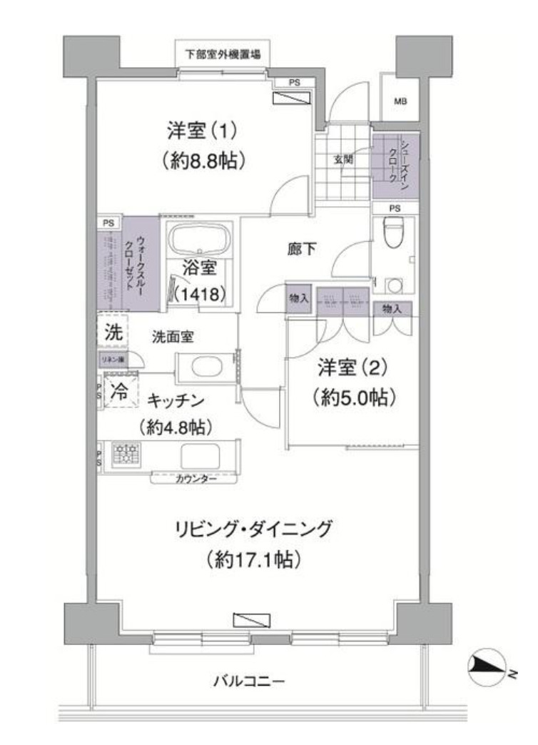 ＪＲ山手線 目黒駅 徒歩7分 8階建 築22年の間取り写真