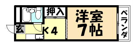 京都市左京区一乗寺東閉川原町のマンションの間取り